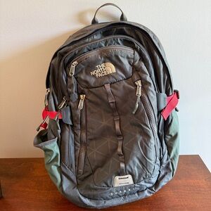 The North Face Black and Green Backpack
